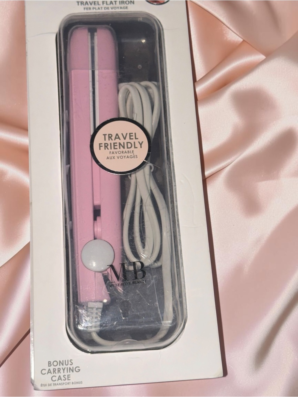 MB Travel Flat Iron Mini Pink Portable Hair Straightener NEW - Picture 2 of 5